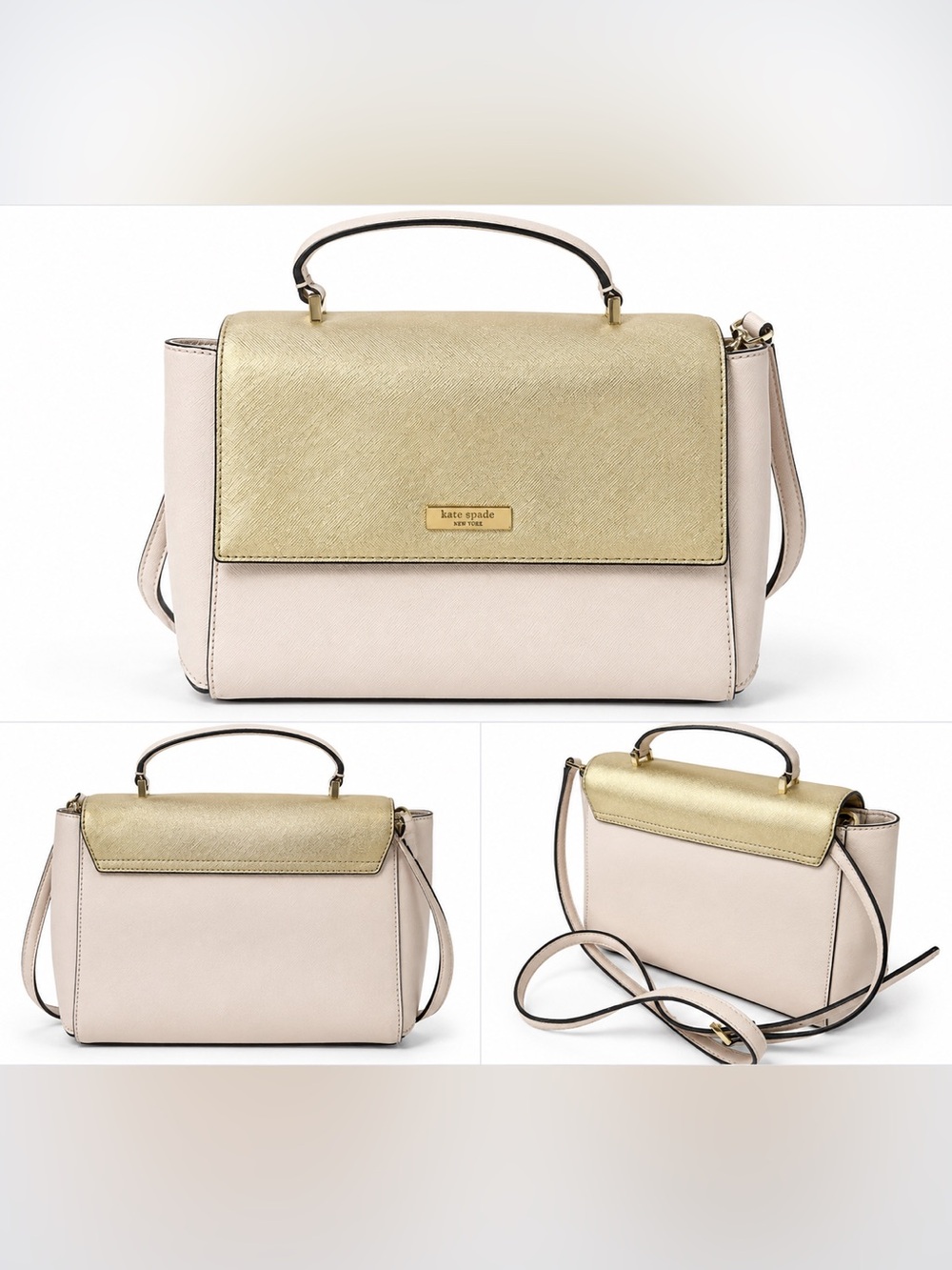 Kate Spade Paterson Court Brynlee Satchel WKRU3877 Pebble Beige Gold Crossbody